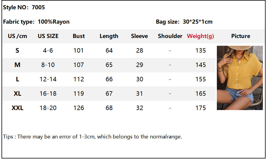 Summer Loose Casual Champray Shirt