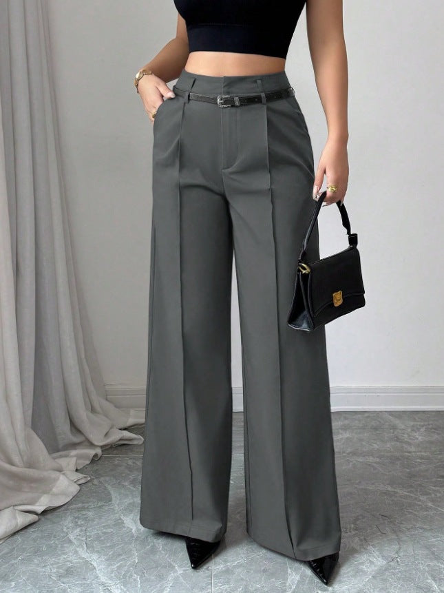 Elegant Commute High-Waisted Loose Straight-Leg Trousers