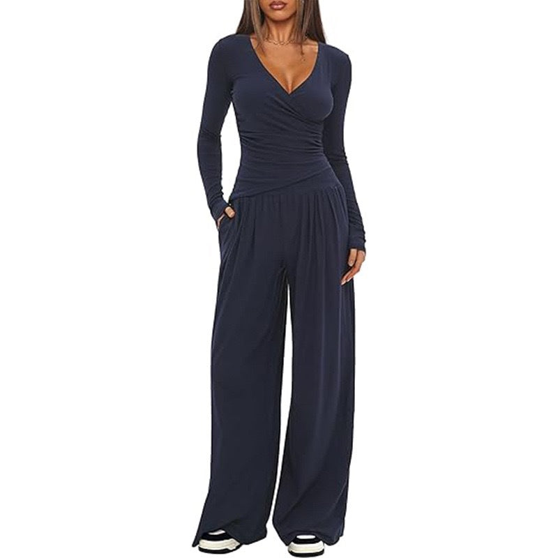 Yoga Top And Wide-leg Pants Set