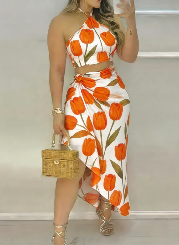 Tulip Halter Top & Skirt Co Ord