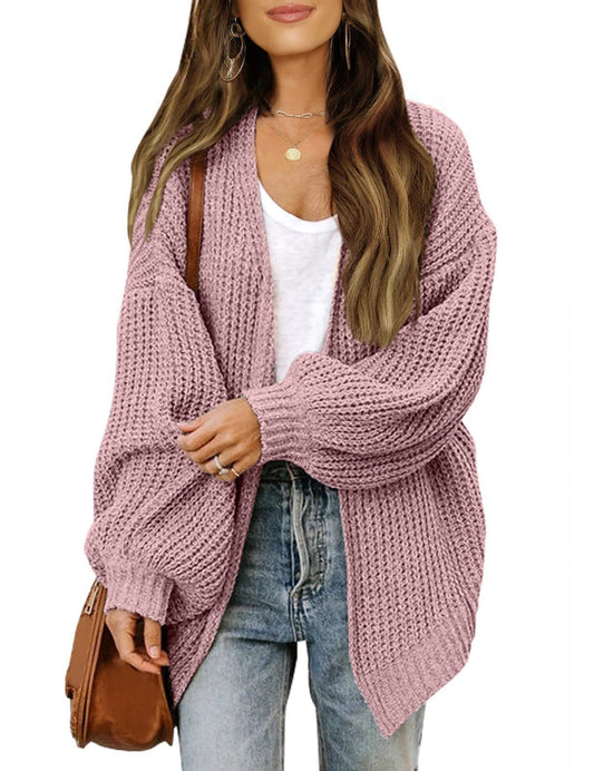 Lantern-sleeved Knit Cardigan