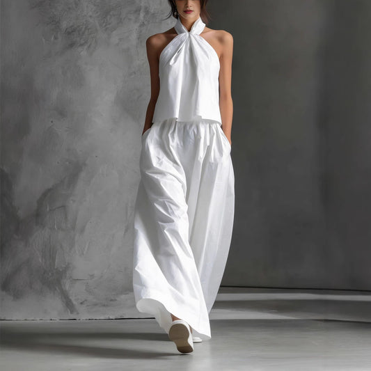 Halter Top & Wide-leg Pants      Co Ord Set