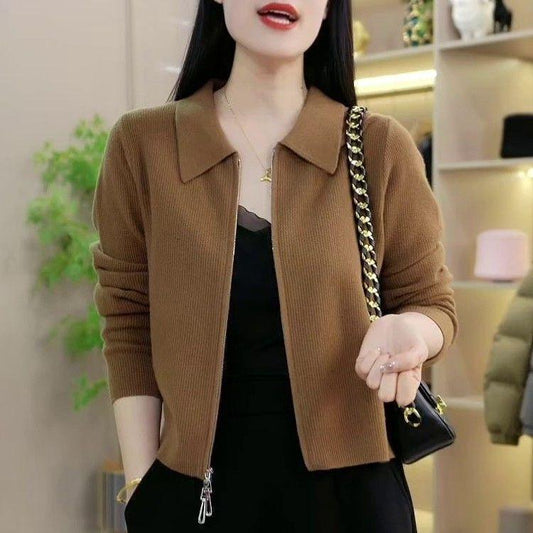 Ribbed Casual Zip-up Jacket