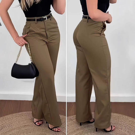 Solid-Colored Casual Loose Wide-Leg Pants