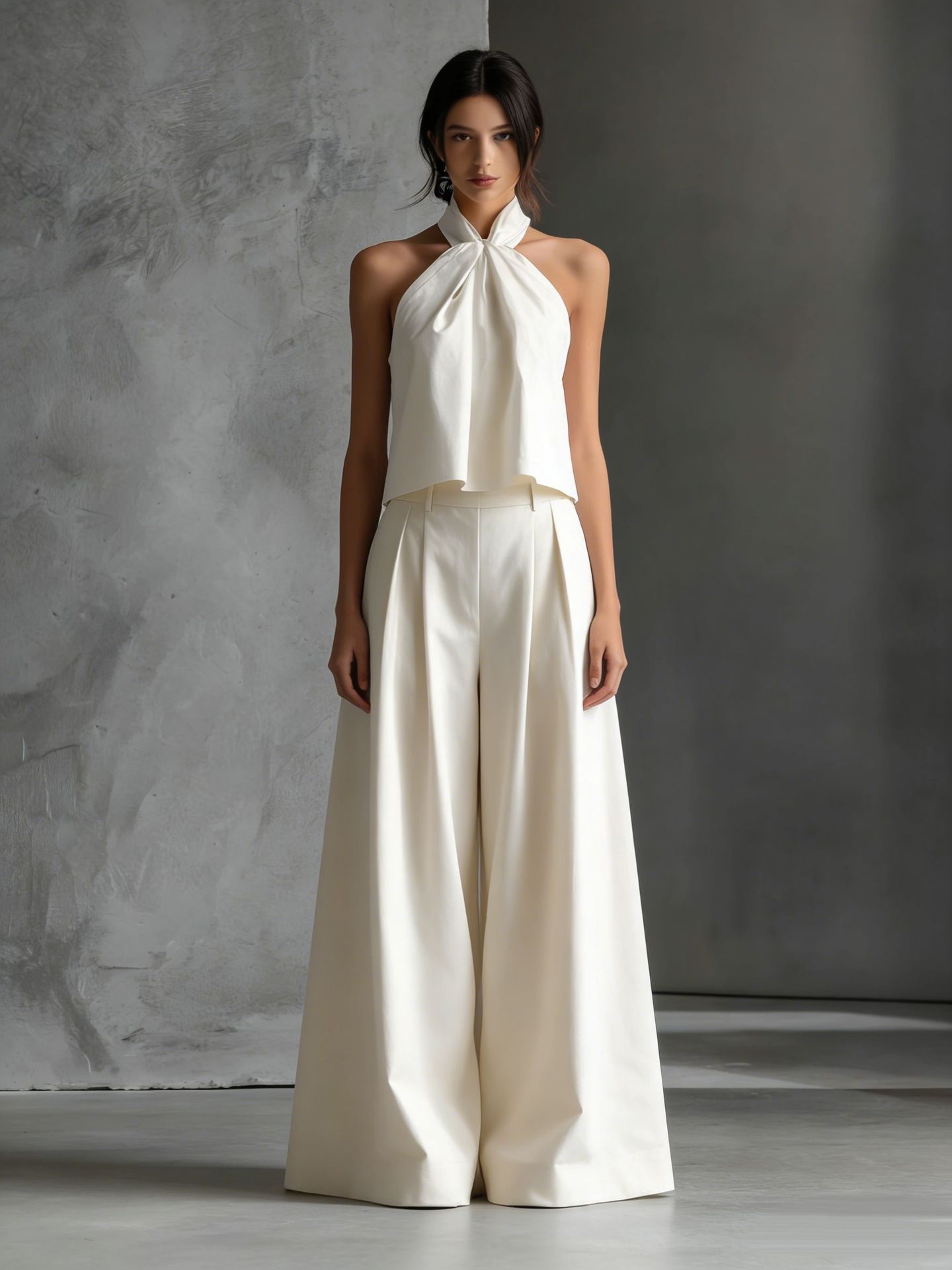 Halter Top & Wide-leg Pants      Co Ord Set