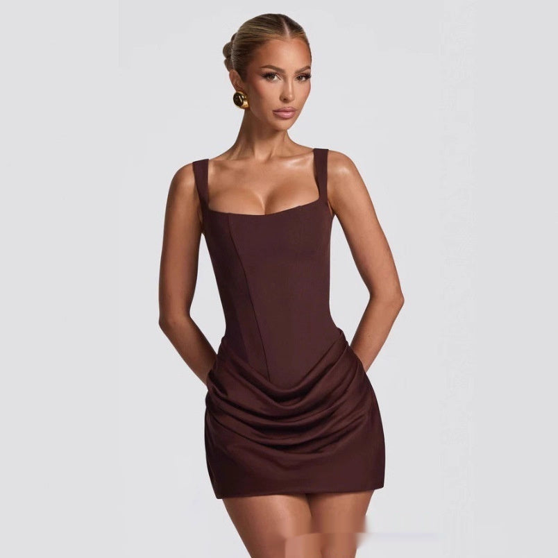 Graceful Shoulder Strap Mini Dress