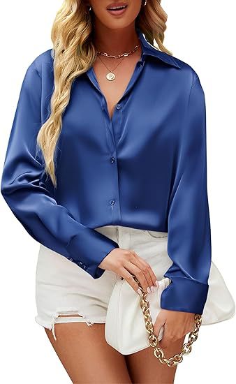 Satin Silk Button-Down Blouse
