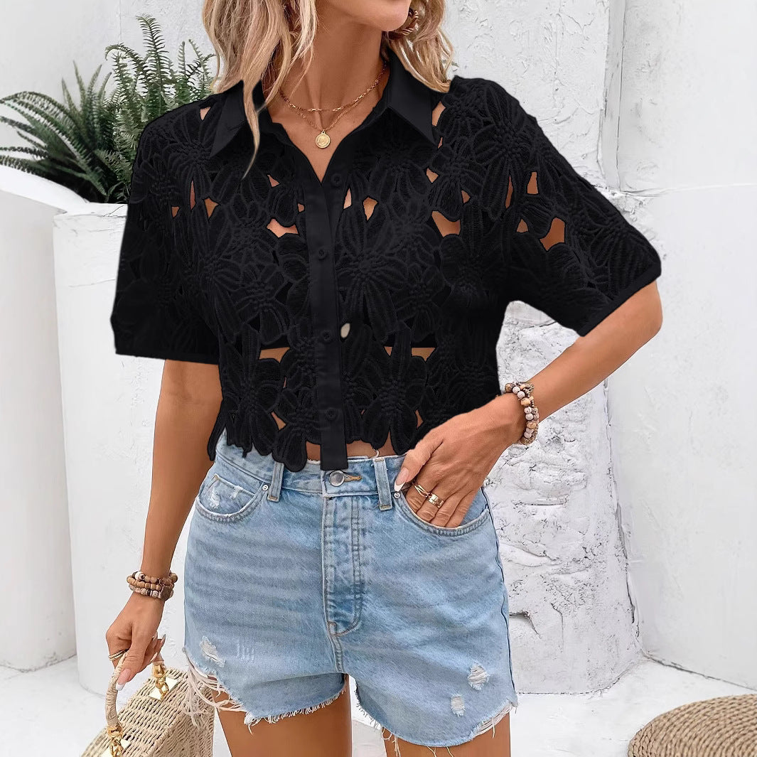 Elegant Lace Crop Blouse