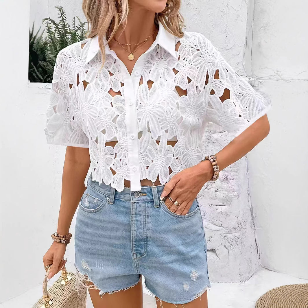 Elegant Lace Crop Blouse