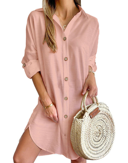 Long Sleeve Button Shirt Dress