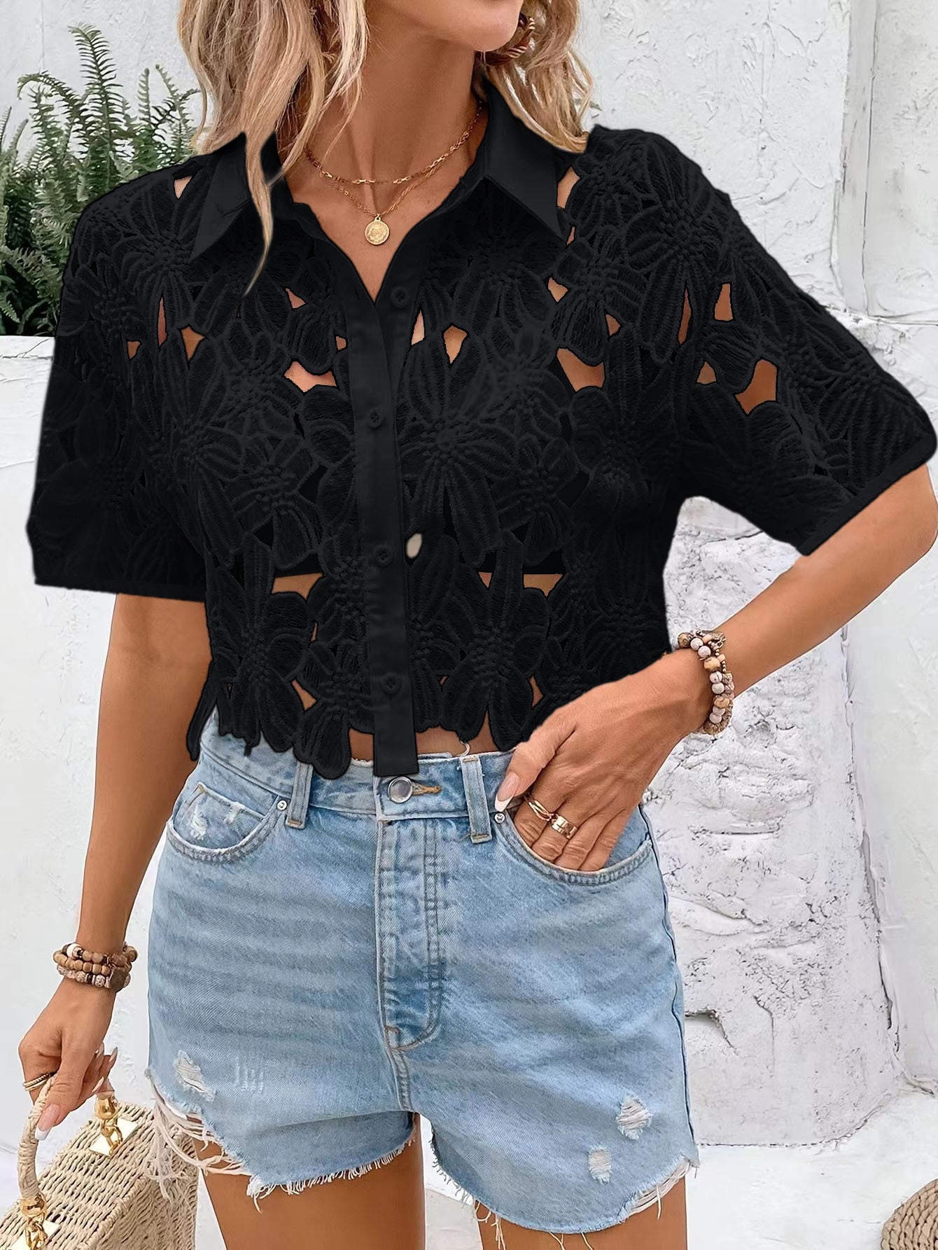Elegant Lace Crop Blouse
