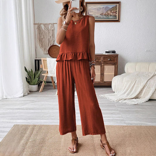 Brick Red Co ord Set Top & Capri