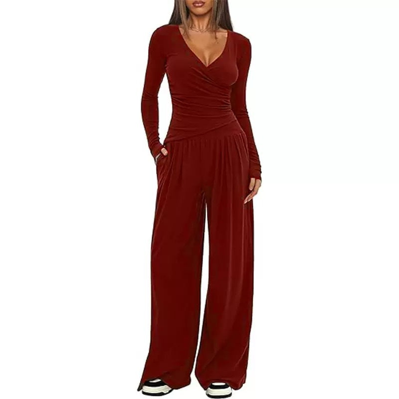 Yoga Top And Wide-leg Pants Set