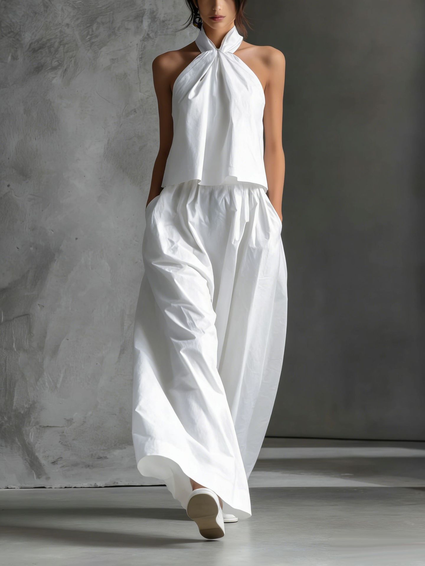 Halter Top & Wide-leg Pants      Co Ord Set