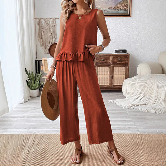Brick Red Co ord Set Top & Capri