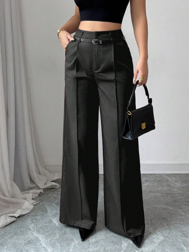 Elegant Commute High-Waisted Loose Straight-Leg Trousers