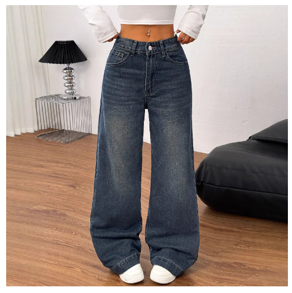Wide-Leg Loose-Fit Denim Jeans