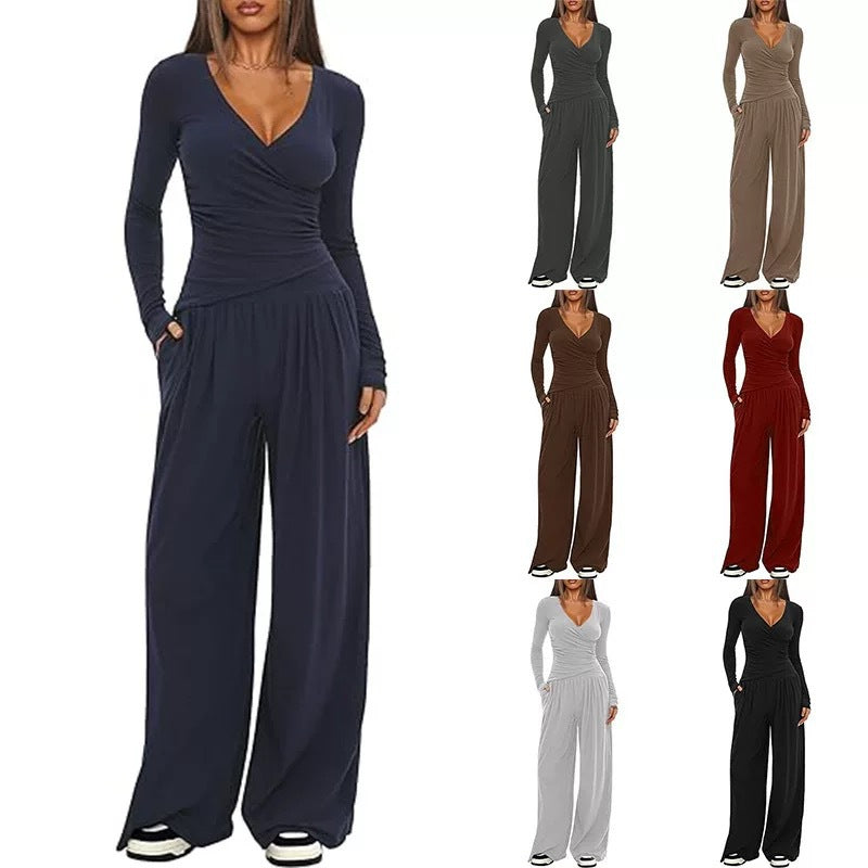 Yoga Top And Wide-leg Pants Set