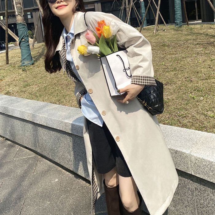 Plaid Patchwork Lightweight Trench