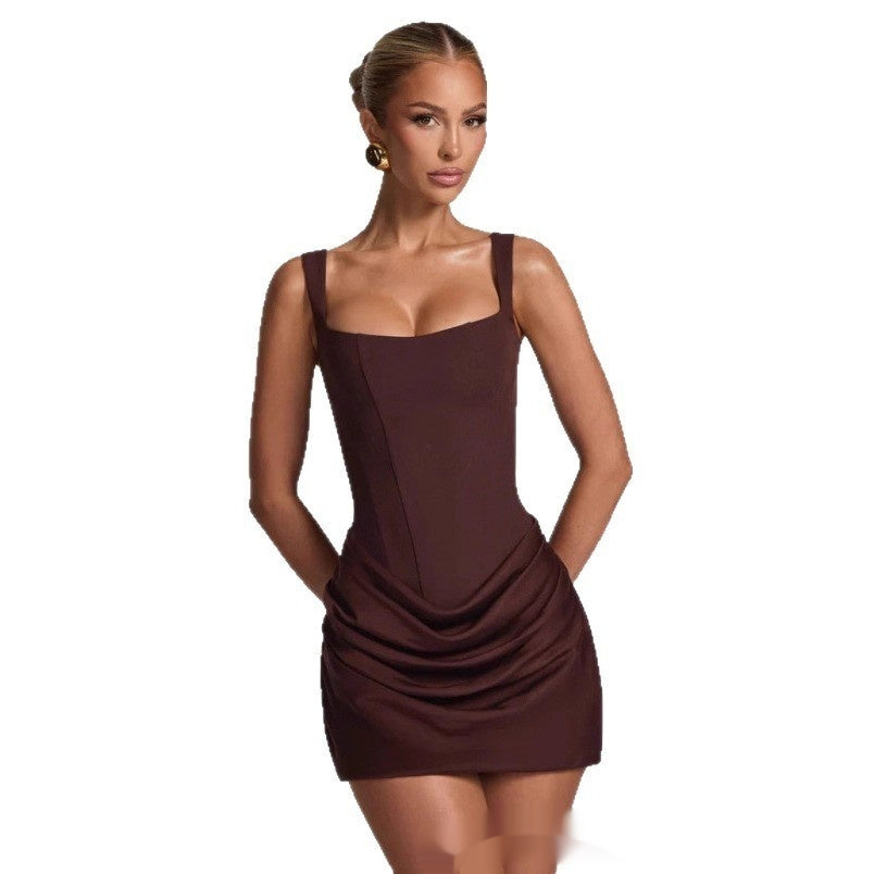 Graceful Shoulder Strap Mini Dress