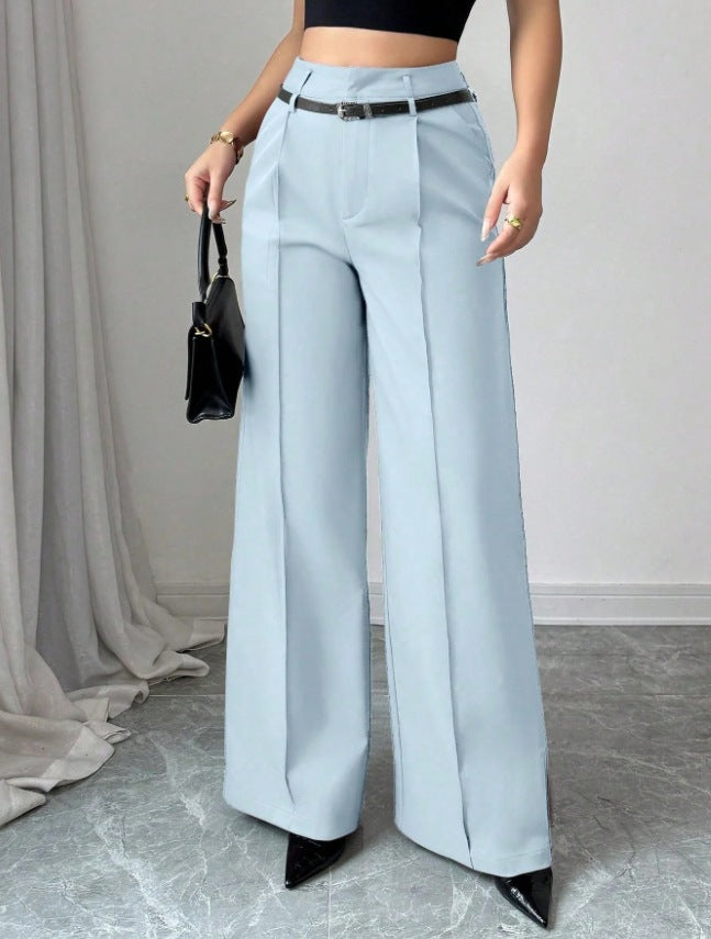 Elegant Commute High-Waisted Loose Straight-Leg Trousers