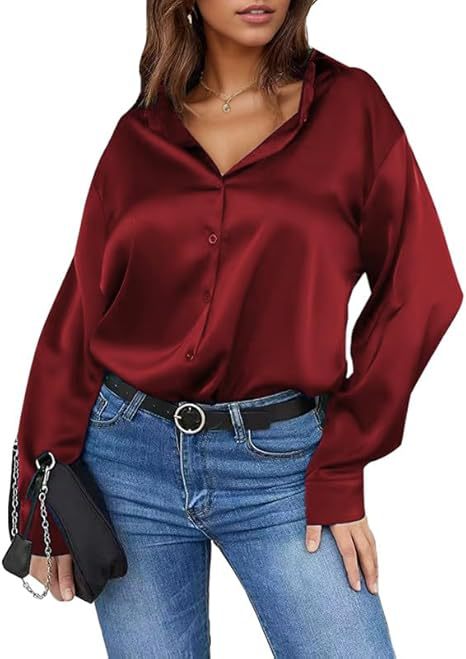 Satin Silk Button-Down Blouse