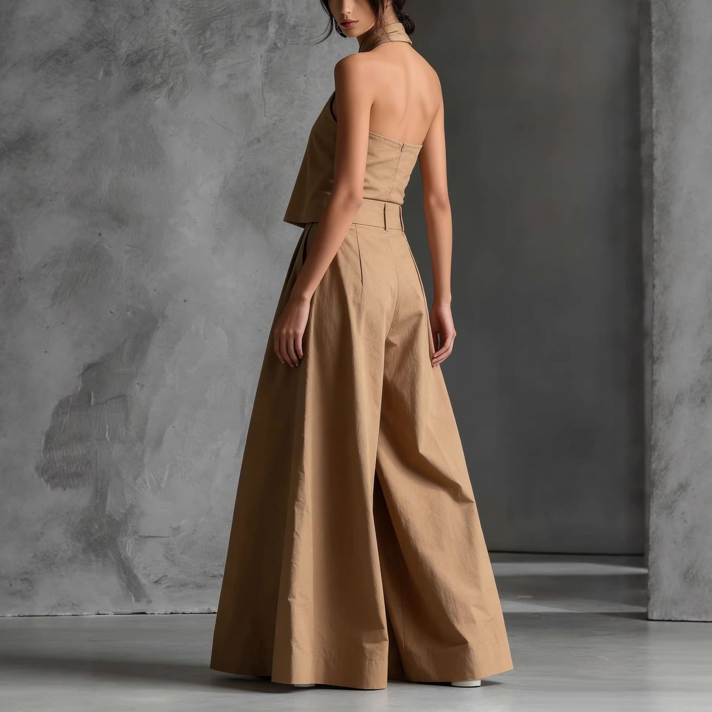 Halter Top & Wide-leg Pants      Co Ord Set