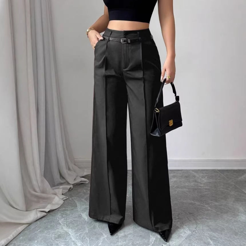 Elegant Commute High-Waisted Loose Straight-Leg Trousers