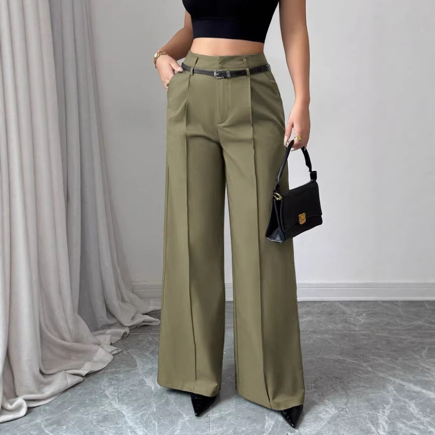 Elegant Commute High-Waisted Loose Straight-Leg Trousers