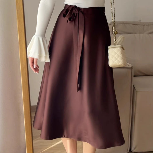 Elegant Satin Mid Skirt