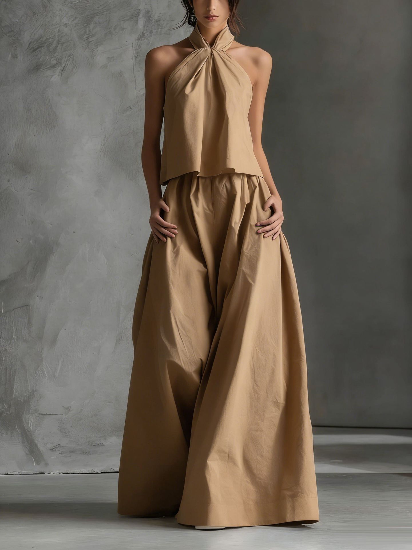 Halter Top & Wide-leg Pants      Co Ord Set